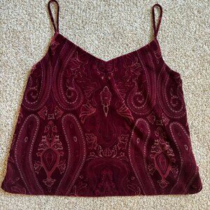 Rachel Zoe Sz M Y2K Velvet Burgundy/Red Tank Top with Adjustable Straps
